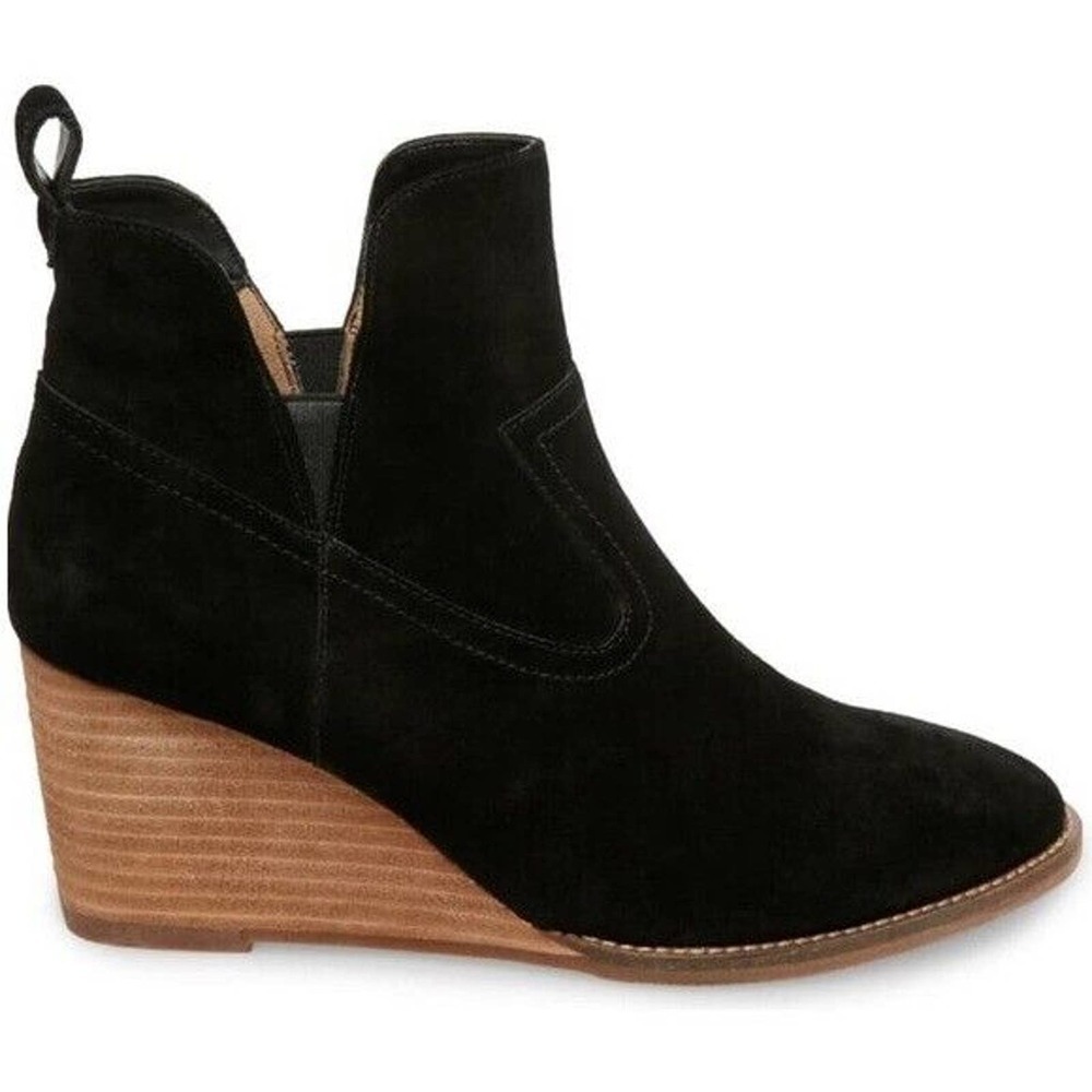 NWOB Blondo Irving Black Suede Waterproof Wedge Bootie - Womens Size 7.5M